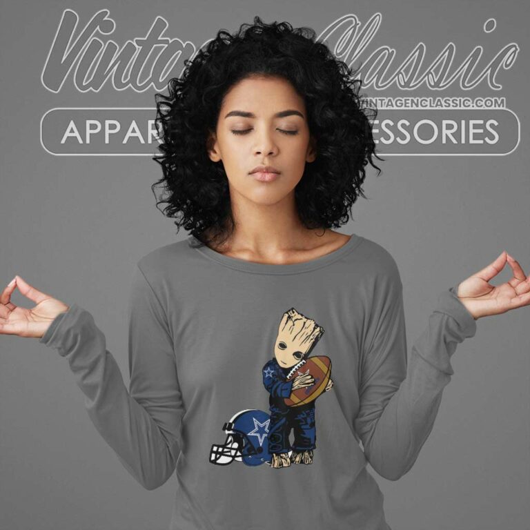 Groot Hug Dallas Cowboys Long Sleeve Tee Groot Hug Dallas Cowboys Long Sleeve Tee