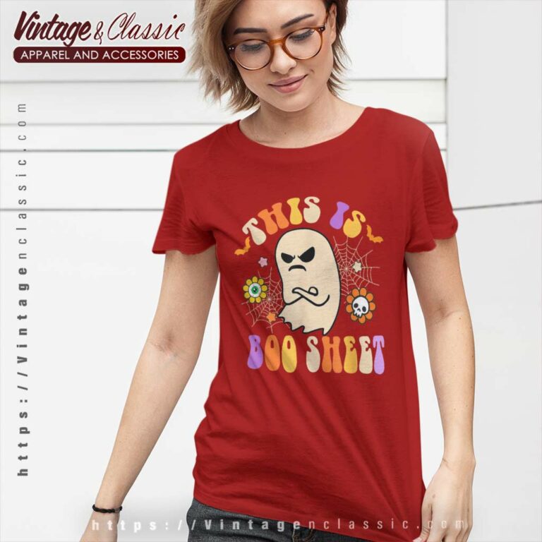 Groovy This Is Boo Sheet Ghost Halloween Spooky Women TShirt Groovy This Is Boo Sheet Ghost Halloween Spooky Women TShirt