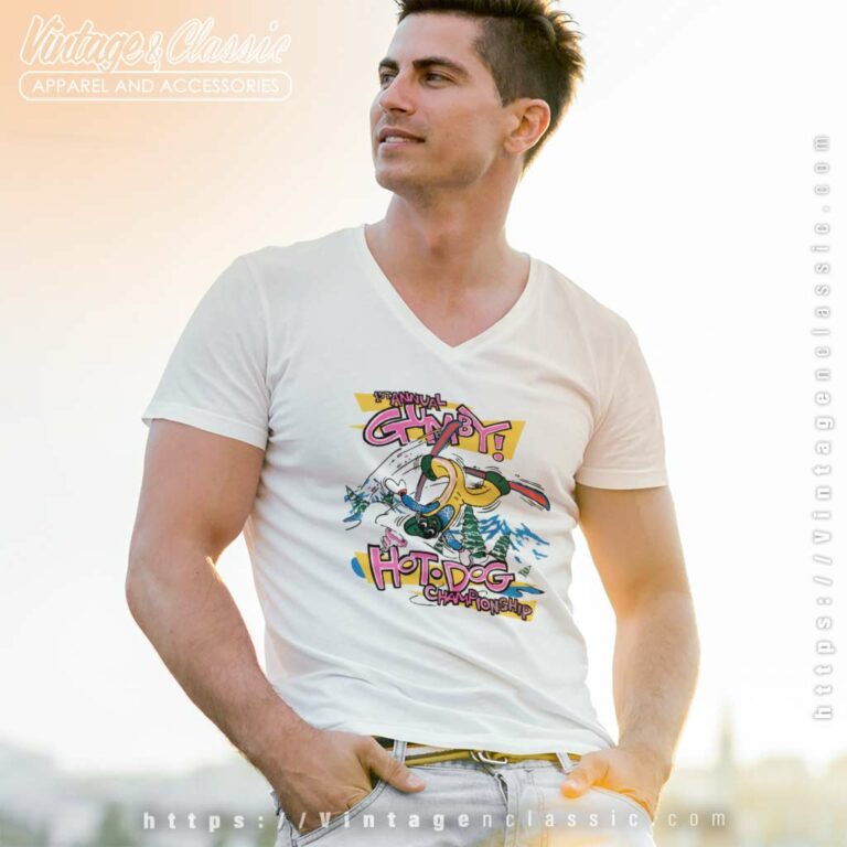 Gumby Shirt Hot Dog Championship V Neck TShirt Gumby Shirt Hot Dog Championship V Neck TShirt