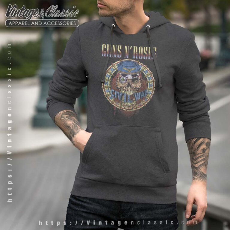 Guns N Roses Civil War Distressed Men Hoodie Guns N Roses Civil War Distressed Men Hoodie