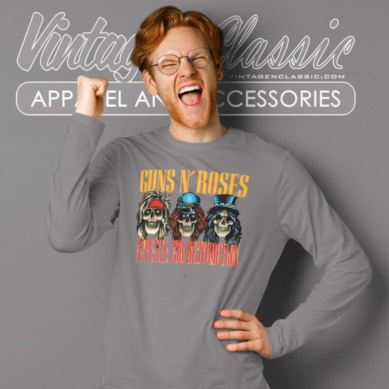 Guns N Roses Shirt Appetite For Destruction Long Sleeve Tee Guns N Roses Shirt Appetite For Destruction Long Sleeve Tee