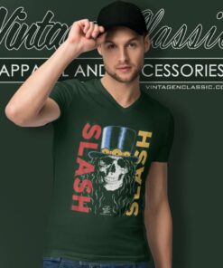 Guns N Roses Shirt Slash Double Slash Skull V Neck TShirt