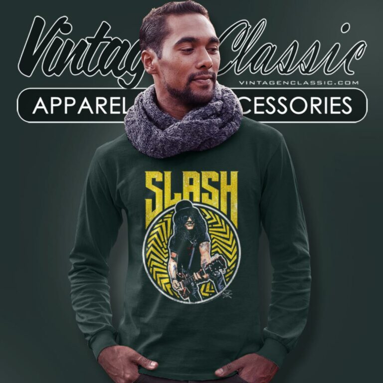 Guns N Roses Shirt Slash Vintage Gold Wheel Long Sleeve Tee Guns N Roses Shirt Slash Vintage Gold Wheel Long Sleeve Tee