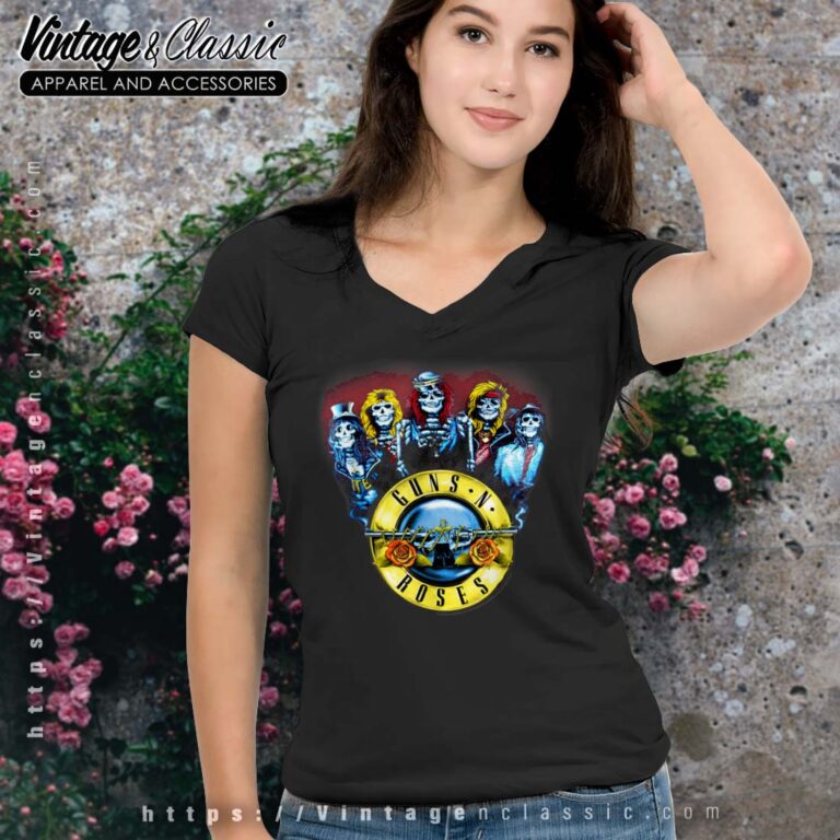 Guns N Roses Skeletons Bullets Vneck Guns N Roses Skeletons Bullets Vneck
