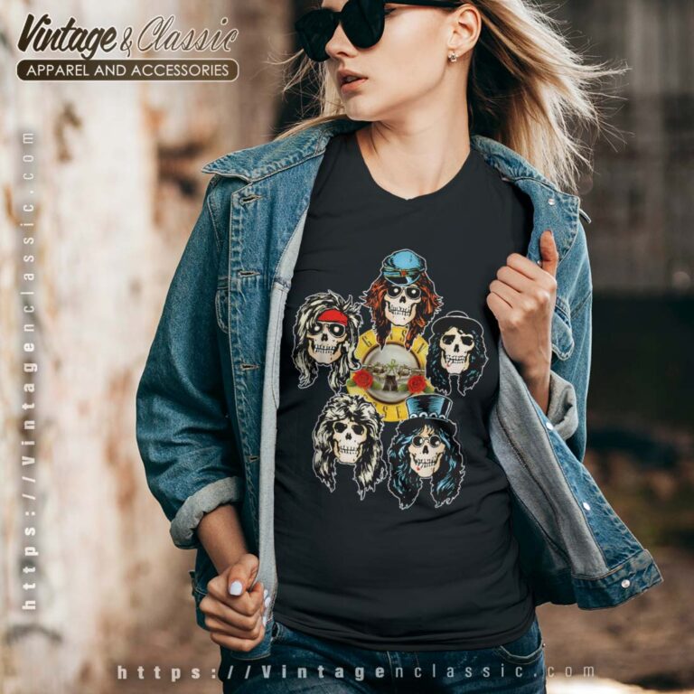 Guns N Roses Skull Heads Vneck Guns N Roses Skull Heads Vneck