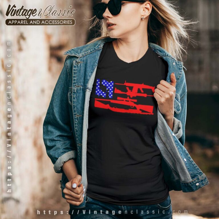 Guns and 69 USA Flag Vneck Guns and 69 USA Flag Vneck