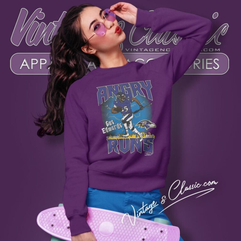 Gus Edwards Baltimore Ravens Angry Runs Player Sweatshirt Gus Edwards Baltimore Ravens Angry Runs Player Sweatshirt