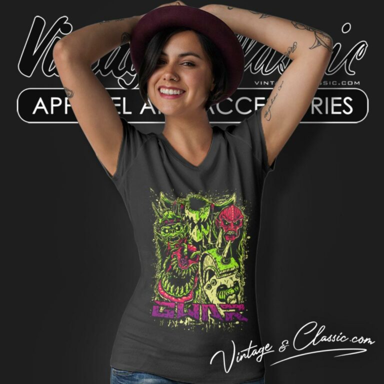 Gwar Neon Faces V Neck TShirt Gwar Neon Faces V Neck TShirt