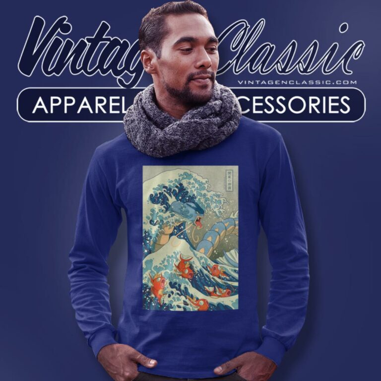 Gyarados Fish Japanese Wave Long Sleeve Tee Gyarados Fish Japanese Wave Long Sleeve Tee