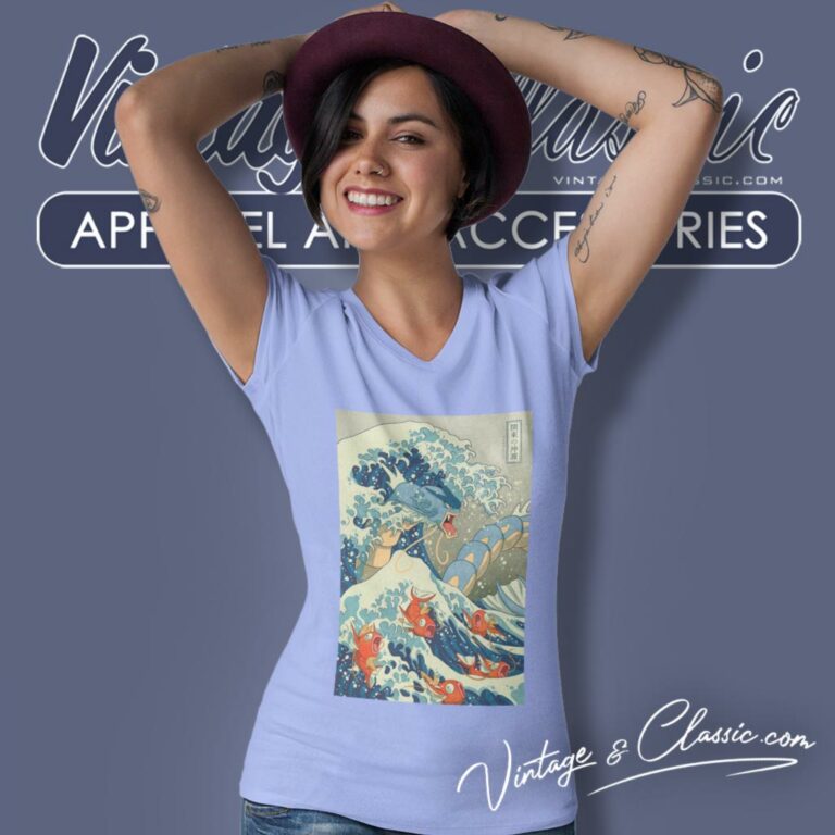 Gyarados Fish Japanese Wave V Neck TShirt Gyarados Fish Japanese Wave V Neck TShirt