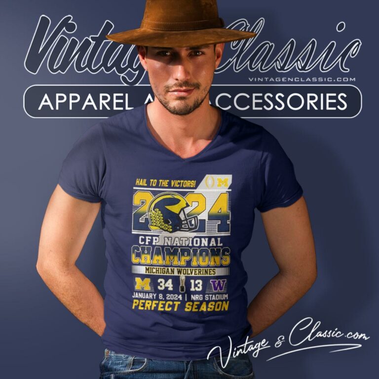Hail To The Victors 2024 Cfp National Champions Michigan Wolverines 34 13 Washington Perfect Season V Neck TShirt Hail To The Victors 2024 Cfp National Champions Michigan Wolverines 34 13 Washington Perfect Season V Neck TShirt