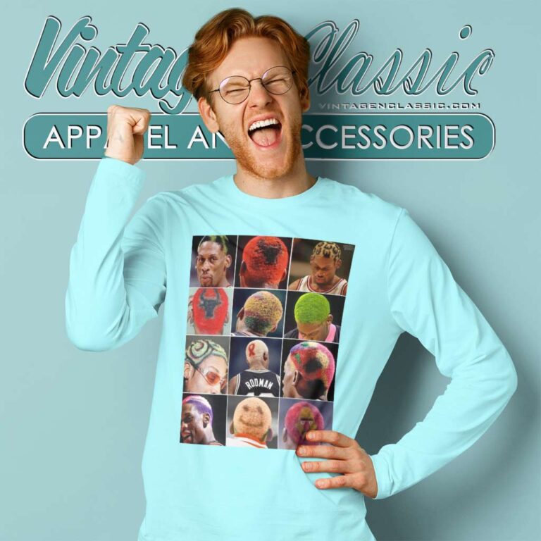 Hairstyles Of The Worm Dennis Rodman Long Sleeve Tee Hairstyles Of The Worm Dennis Rodman Long Sleeve Tee