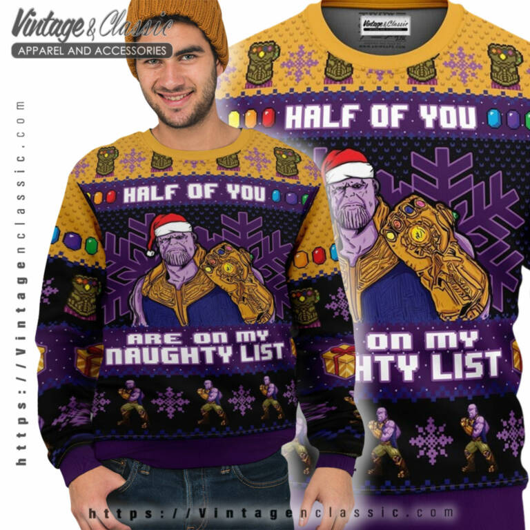 Half Of You Thanos Marvel Ugly Sweater Ugly Sweater Half Of You Thanos Marvel Ugly Sweater Ugly Sweater