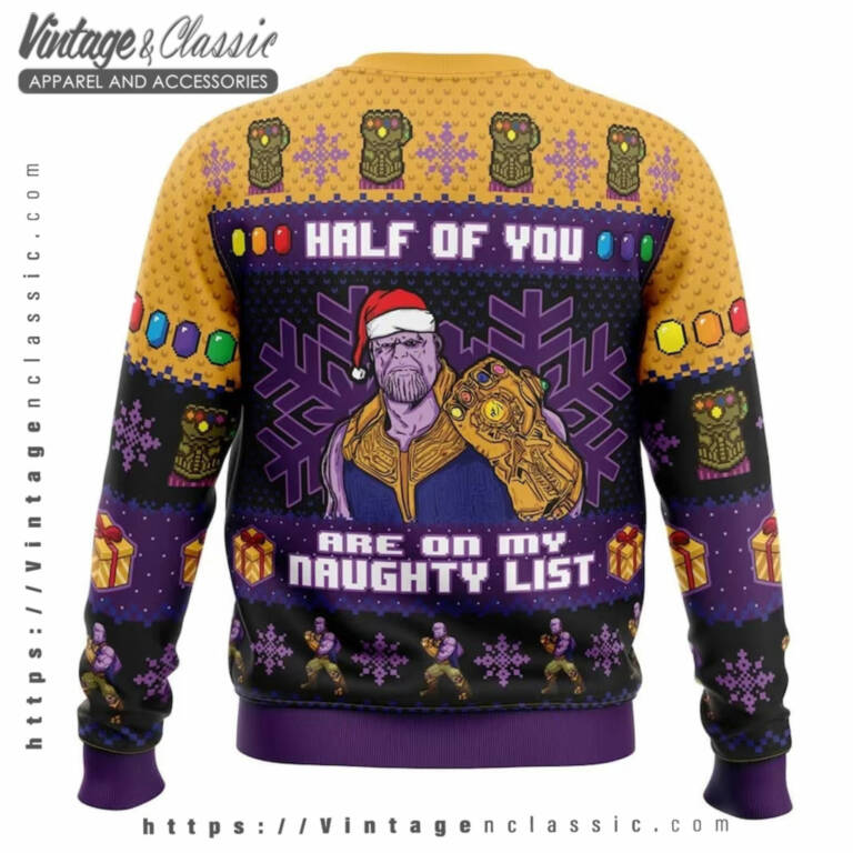 Half Of You Thanos Marvel Ugly Sweater back Ugly Sweater Half Of You Thanos Marvel Ugly Sweater back Ugly Sweater