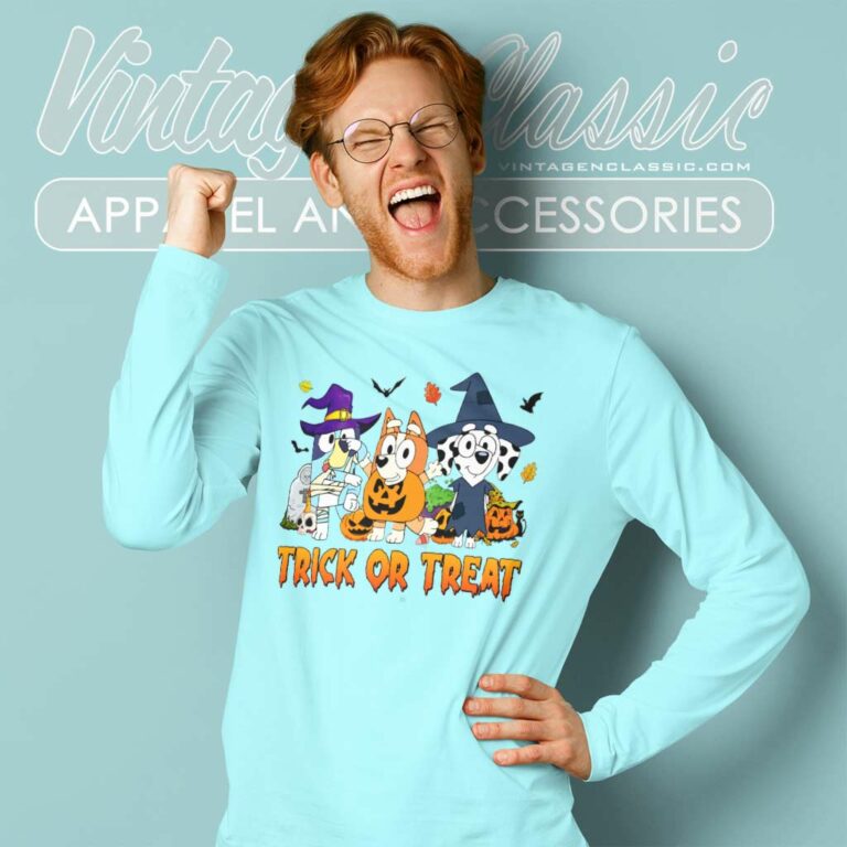 Halloween Bluey And Friends Trick Or Treat Long Sleeve Tee Halloween Bluey And Friends Trick Or Treat Long Sleeve Tee