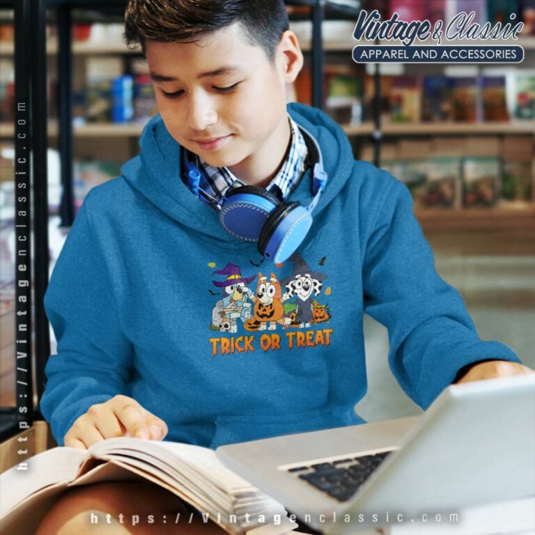 Halloween Bluey And Friends Trick Or Treat kids Hoodies Halloween Bluey And Friends Trick Or Treat kids Hoodies