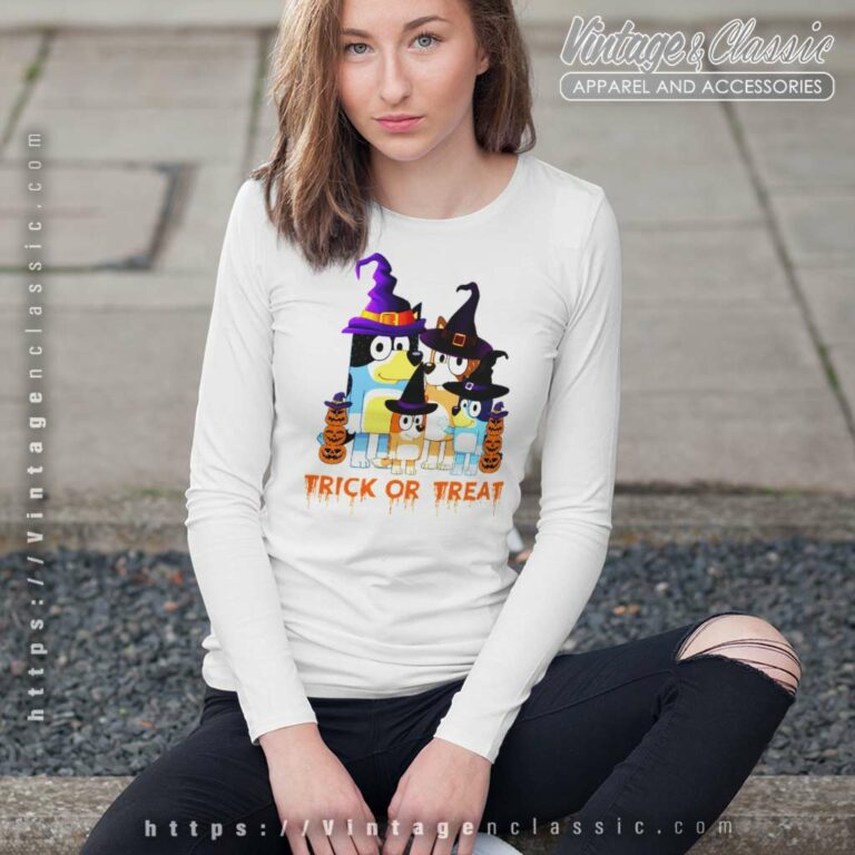 Halloween Bluey Family Pumpkin Long Sleeve Tee Halloween Bluey Family Pumpkin Long Sleeve Tee