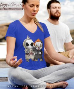 Halloween Jack Skellington And Pennywise V Neck TShirt