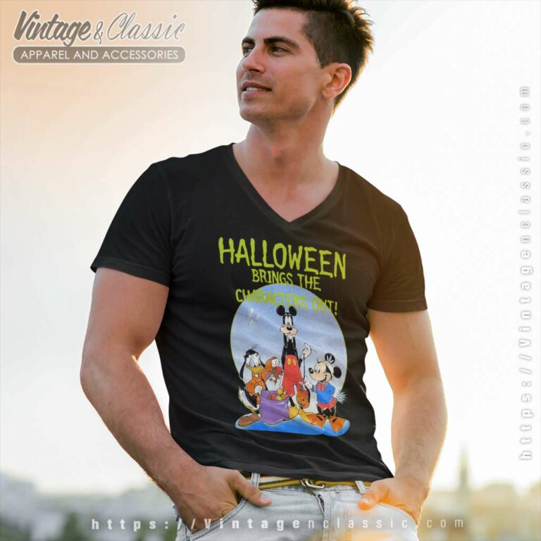 Halloween Mickey And Friends Disneyland V Neck TShirt Halloween Mickey And Friends Disneyland V Neck TShirt