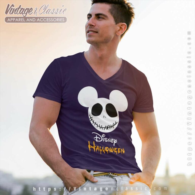 Halloween Mickey Disney Jack Skellington Vneck Halloween Mickey Disney Jack Skellington Vneck