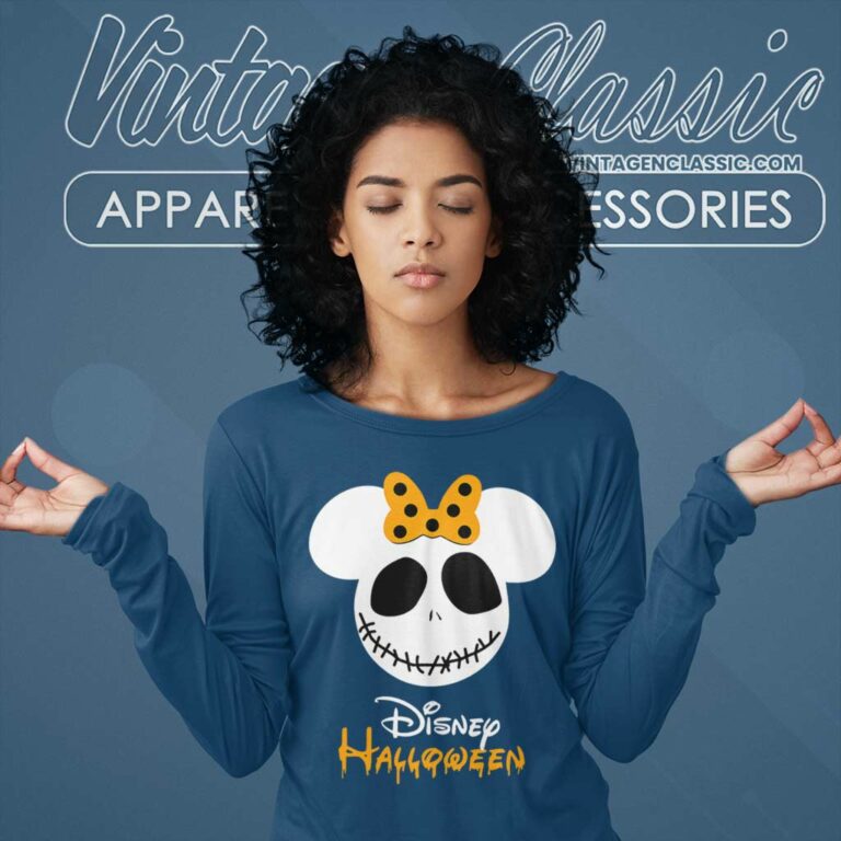 Halloween Minnie Disney Jack Skellington Long Sleeve Tee Halloween Minnie Disney Jack Skellington Long Sleeve Tee