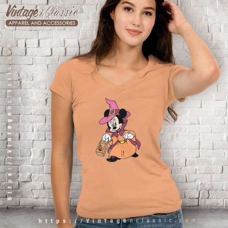 Halloween Minnie Trick Or Treat V Neck TShirt Halloween Minnie Trick Or Treat V Neck TShirt