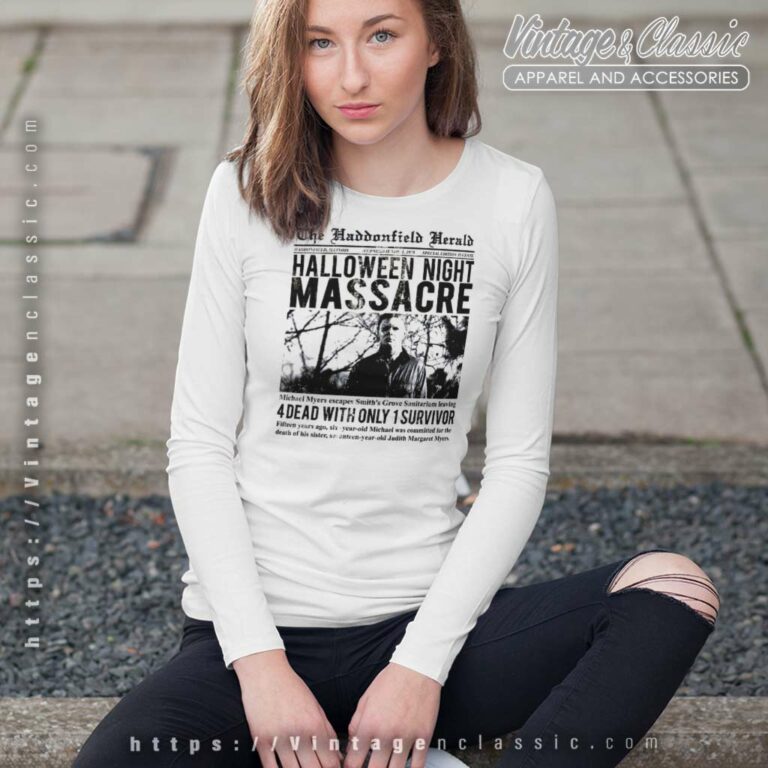 Halloween Myers The Haddonfield Herald Long Sleeve Tee Halloween Myers The Haddonfield Herald Long Sleeve Tee
