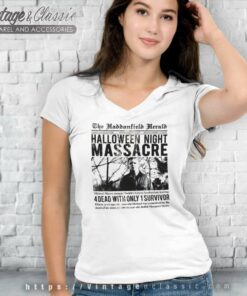 Halloween Myers The Haddonfield Herald V Neck TShirt