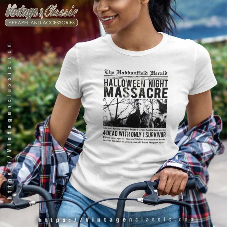 Halloween Myers The Haddonfield Herald Women TShirt Halloween Myers The Haddonfield Herald Women TShirt