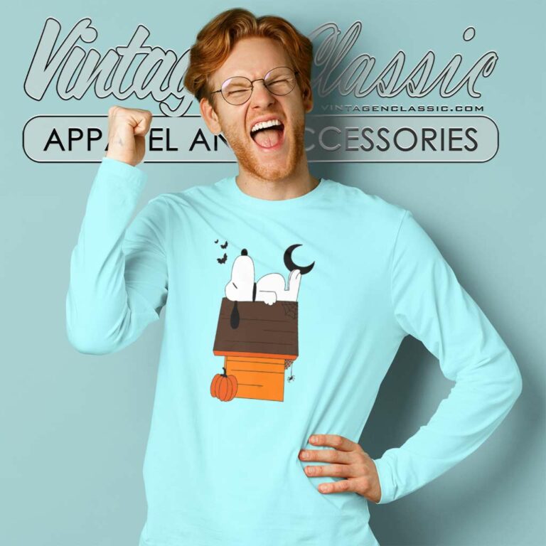 Halloween Snoopy House With Pumpkin Long Sleeve Tee Halloween Snoopy House With Pumpkin Long Sleeve Tee