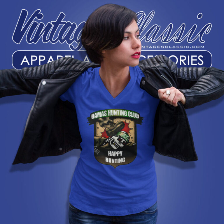 Hamas Hunting Club Happy Hunting V Neck TShirt Hamas Hunting Club Happy Hunting V Neck TShirt