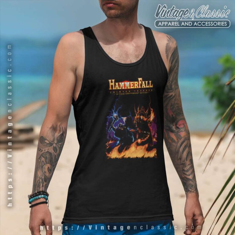 Hammerfall Shirt Crimson Thunder 20th Anniversary Tank Top Racerback Hammerfall Shirt Crimson Thunder 20th Anniversary Tank Top Racerback