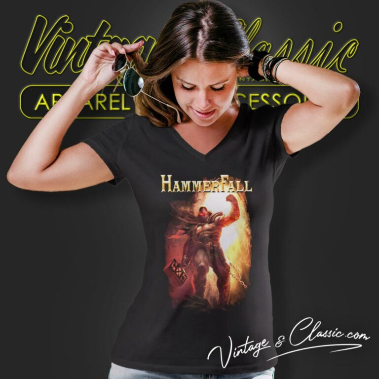 Hammerfall Shirt Dethrone And Defy V Neck TShirt Hammerfall Shirt Dethrone And Defy V Neck TShirt