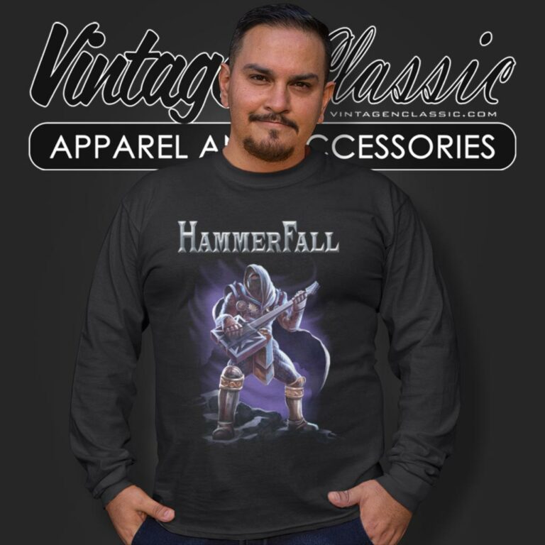 Hammerfall Shirt Hector With Guitar Long Sleeve Tee Hammerfall Shirt Hector With Guitar Long Sleeve Tee