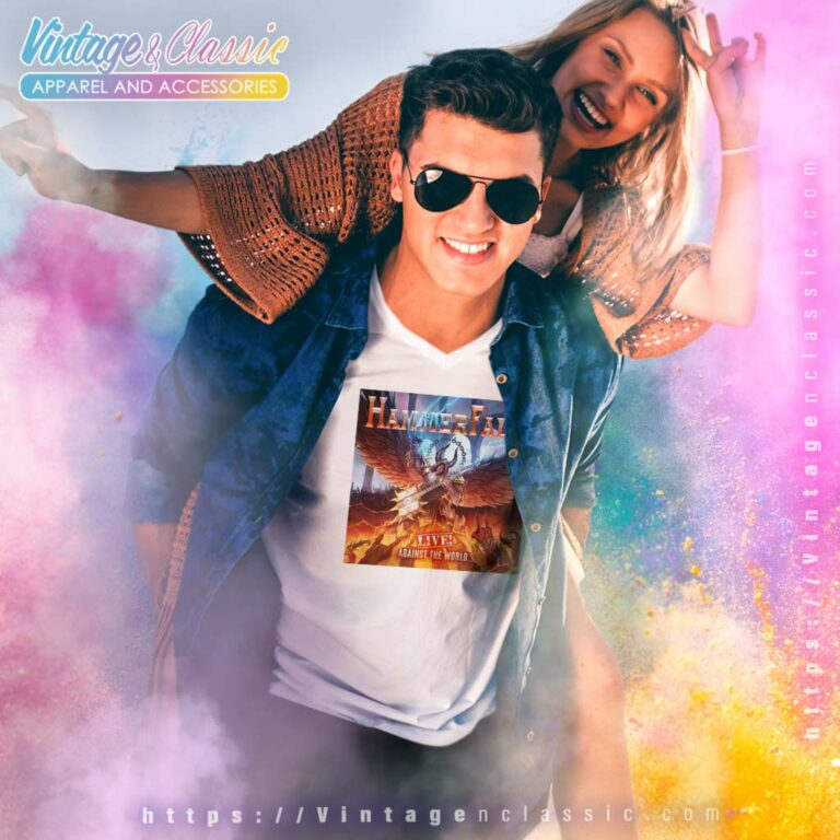 Hammerfall Shirt Live Against The World V Neck TShirt Hammerfall Shirt Live Against The World V Neck TShirt