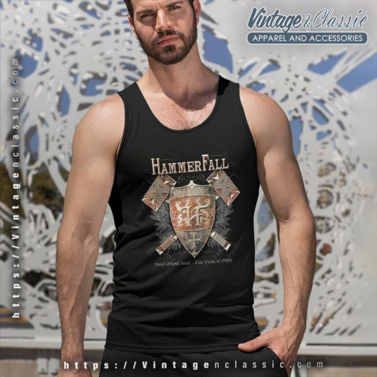 Hammerfall Shirt Steel Meets Steel Ten Years Of Glory Tank Top Racerback Hammerfall Shirt Steel Meets Steel Ten Years Of Glory Tank Top Racerback