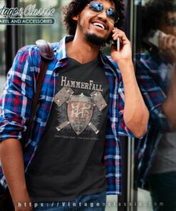 Hammerfall Shirt Steel Meets Steel Ten Years Of Glory V Neck TShirt