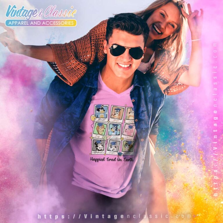 Happiest Grad On Earth Bluey V Neck TShirt Happiest Grad On Earth Bluey V Neck TShirt