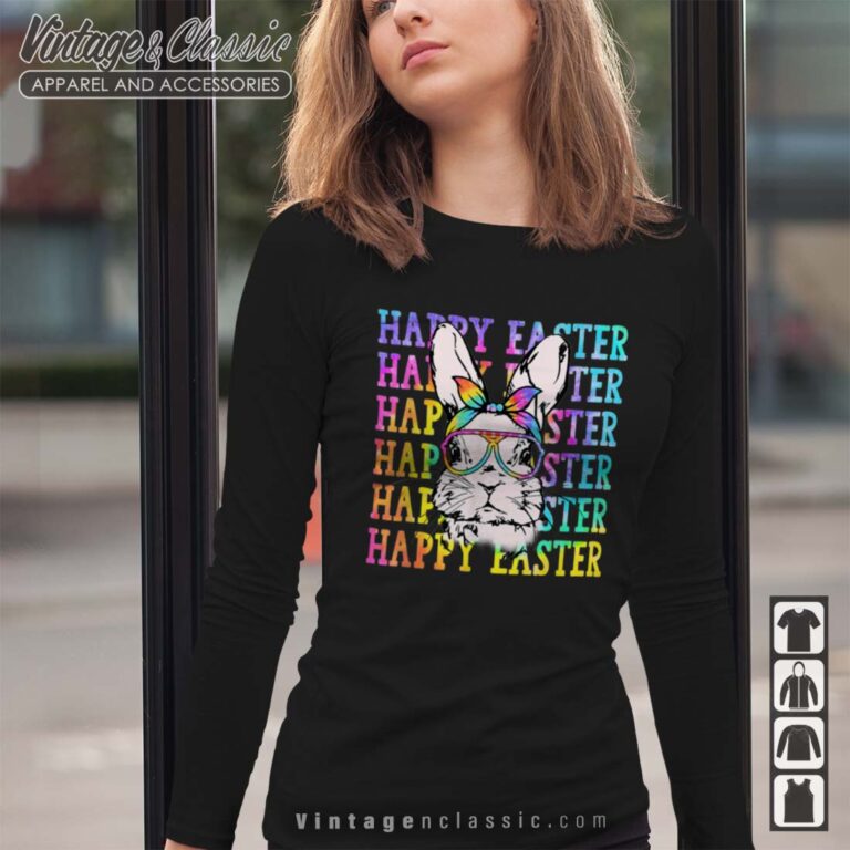 Happy Easter Day Cute Bunny Rabbit Face Longsleeves Happy Easter Day Cute Bunny Rabbit Face Longsleeves