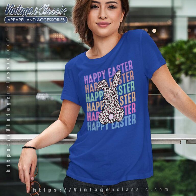 Happy Easter Leopard Bunny Tshirt Happy Easter Leopard Bunny Tshirt