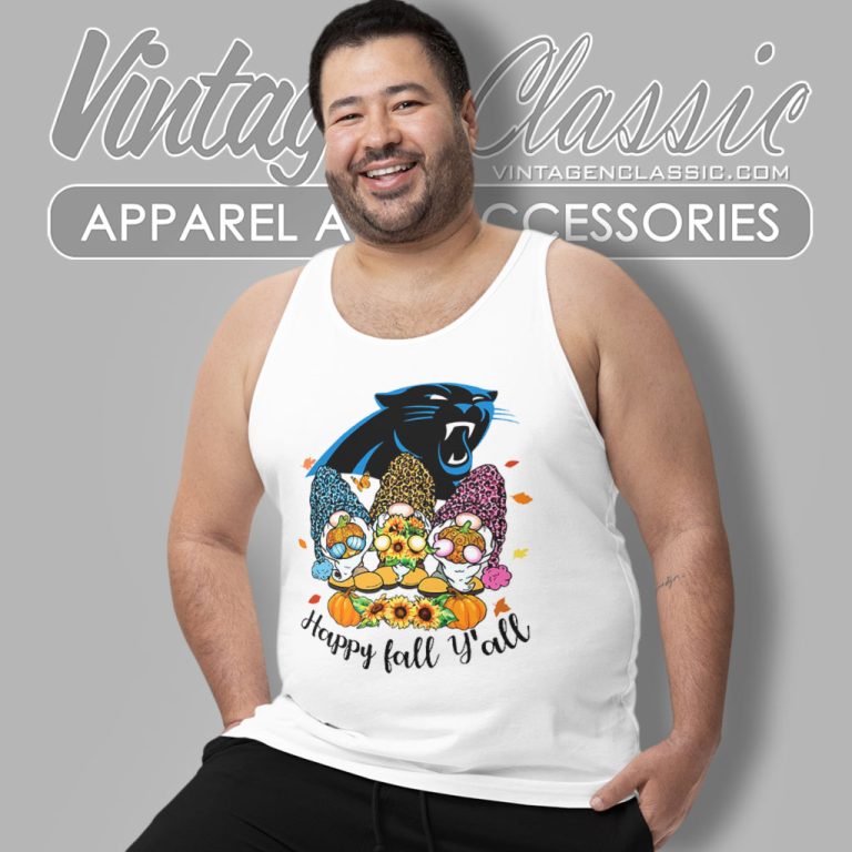 Happy Fall Yall Gnome Carolina Panthers Tank Top Racerback Happy Fall Yall Gnome Carolina Panthers Tank Top Racerback