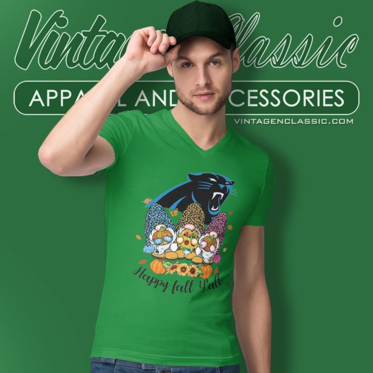 Happy Fall Yall Gnome Carolina Panthers V Neck TShirt Happy Fall Yall Gnome Carolina Panthers V Neck TShirt