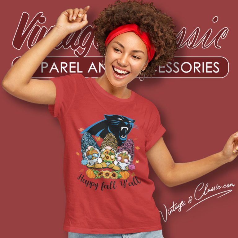 Happy Fall Yall Gnome Carolina Panthers Women T Shirt Happy Fall Yall Gnome Carolina Panthers Women T Shirt