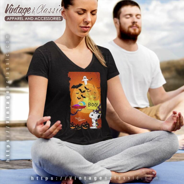 Happy Halloween Snoopy Boo V Neck TShirt Happy Halloween Snoopy Boo V Neck TShirt