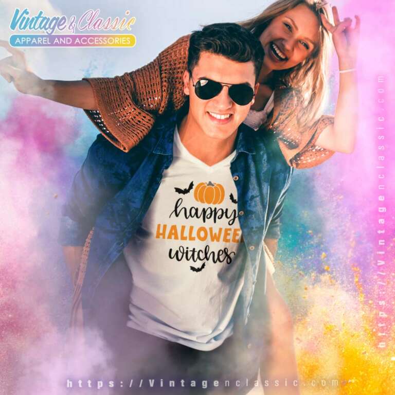 Happy Halloween Witches Pumpkin V Neck TShirt Happy Halloween Witches Pumpkin V Neck TShirt