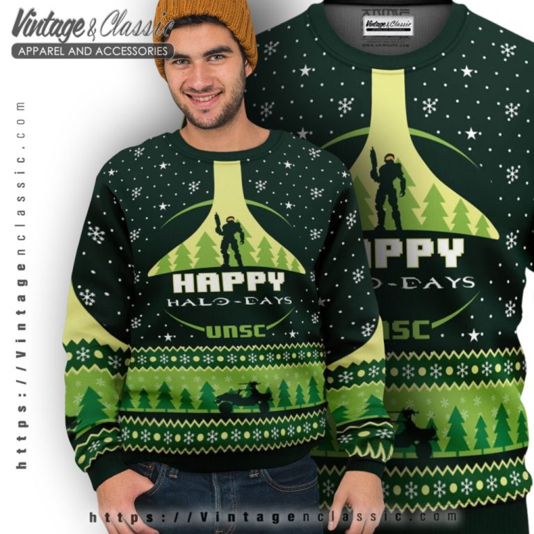 Happy Halo days Halo Ugly Christmas Sweater Ugly Sweater Happy Halo days Halo Ugly Christmas Sweater Ugly Sweater