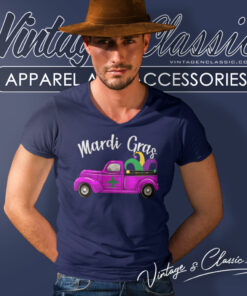 Happy Mardi Gras Truck V Neck TShirt