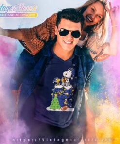 Happy Merry Christmas Snoopy Baltimore Ravens V Neck TShirt