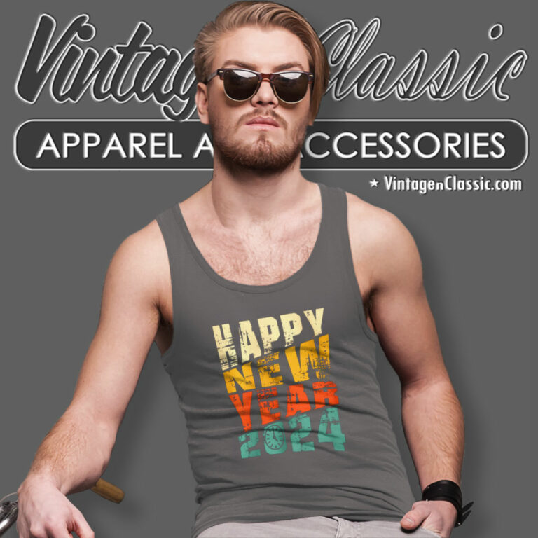 Happy New Year 2024 Party Tank Top Racerback Happy New Year 2024 Party Tank Top Racerback