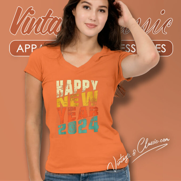 Happy New Year 2024 Party V Neck TShirt Happy New Year 2024 Party V Neck TShirt